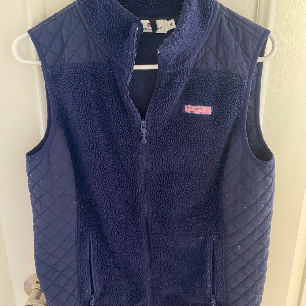 Vineyard Vines Navy Quilted & Fleece Vest